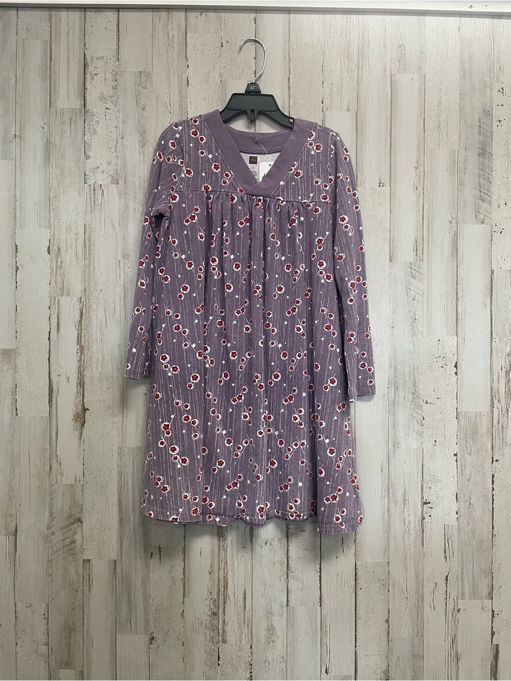 Tea Collection Lavender Floral V-Neck Long-Sleeve Dress Sz 7